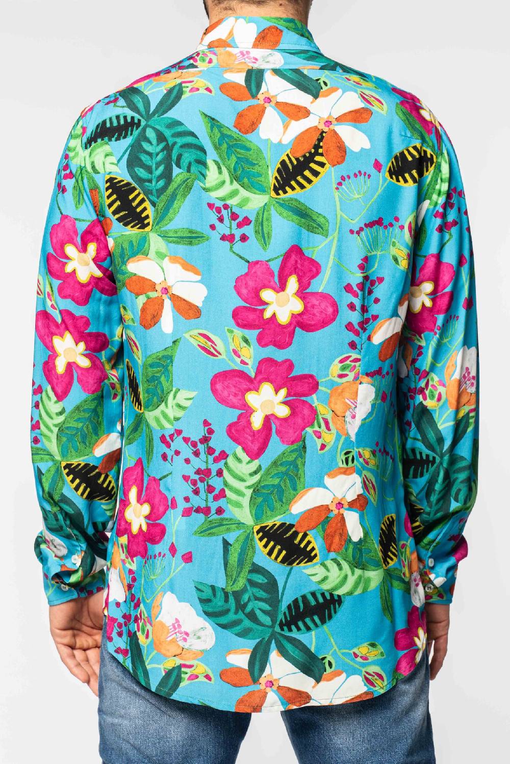 Officina 36 Camicia in viscosa stampata color cielo Shopping Online
