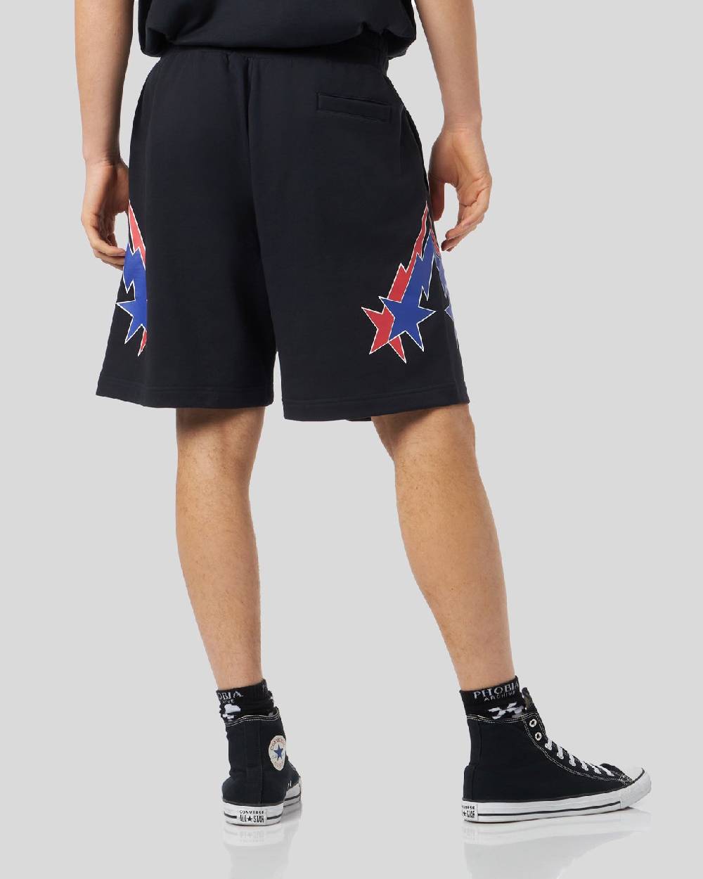 Phobia Archive PANTALONCINO NERO CON GRAFICA STARRY LIGHTNING ROSSA E BLU Fino Al -60%