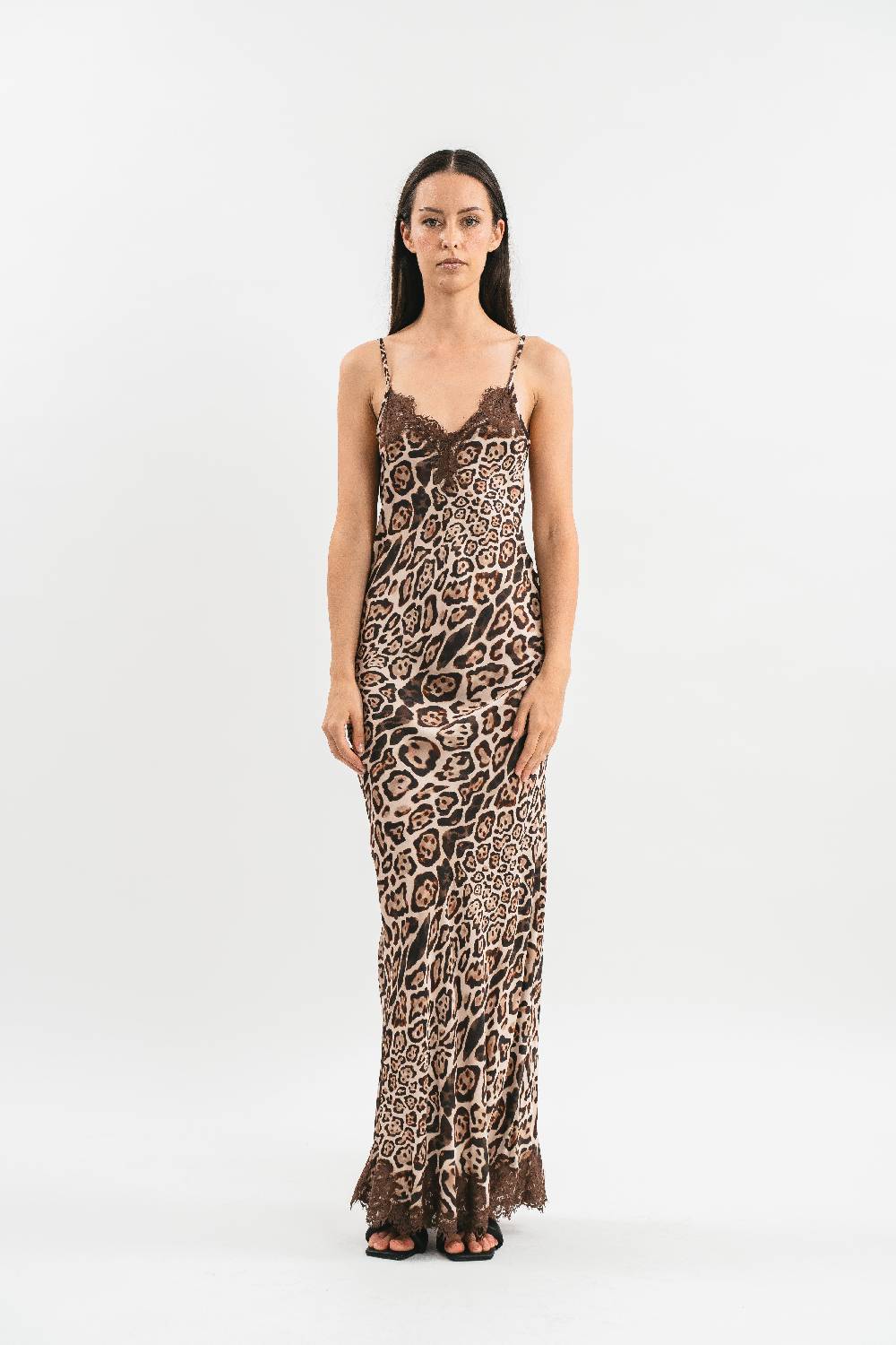 Pink Memories Slip dress stampata con pizzo Italia