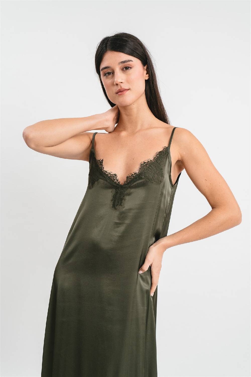 Pink Memories Slip dress con spacco laterale e pizzo Saldi