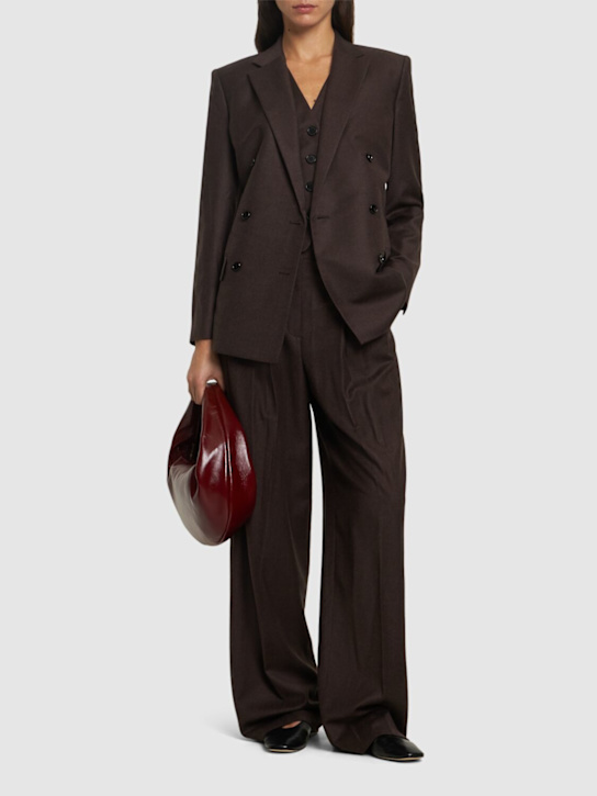 Luisaviaroma Pantaloni dritti in lana con pinces In Vendita