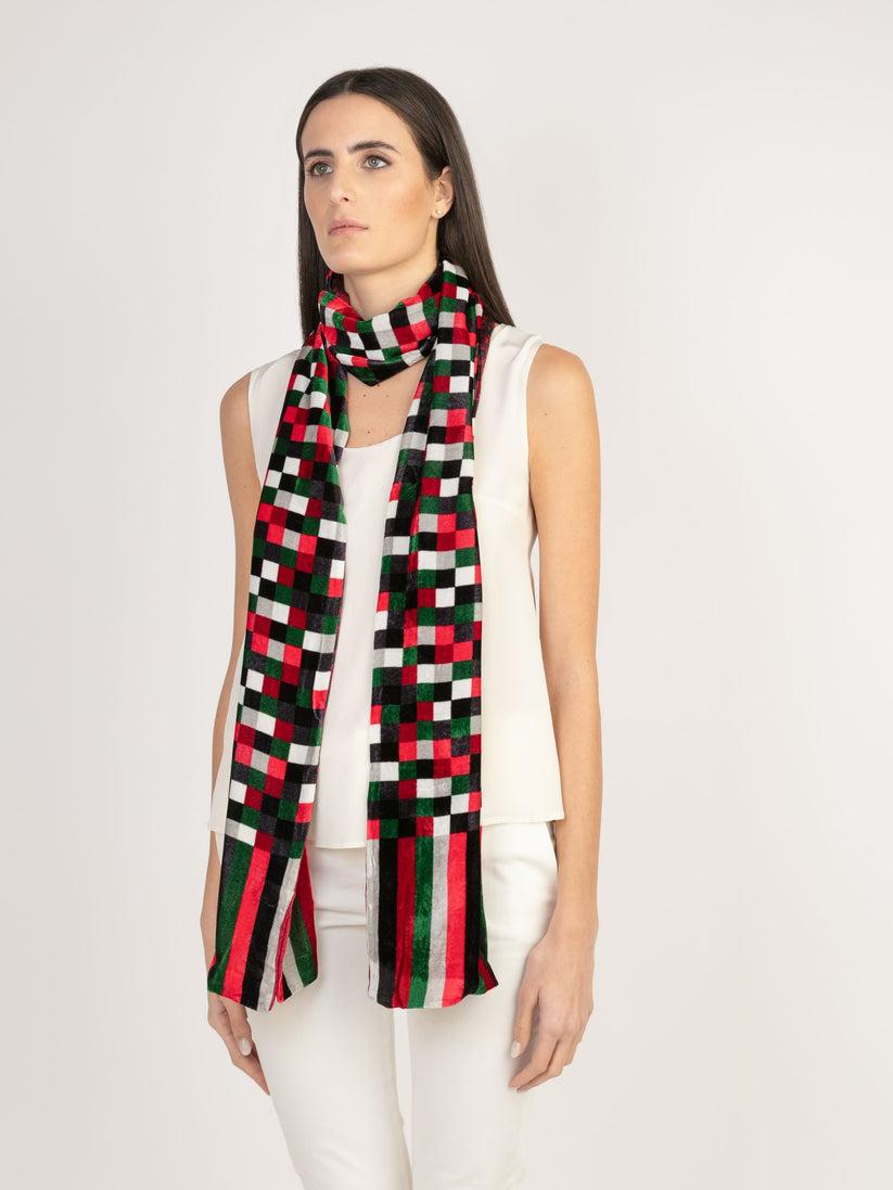Sans Tabù Stola in seta e viscosa double face "Enlace Checks“ Sconto