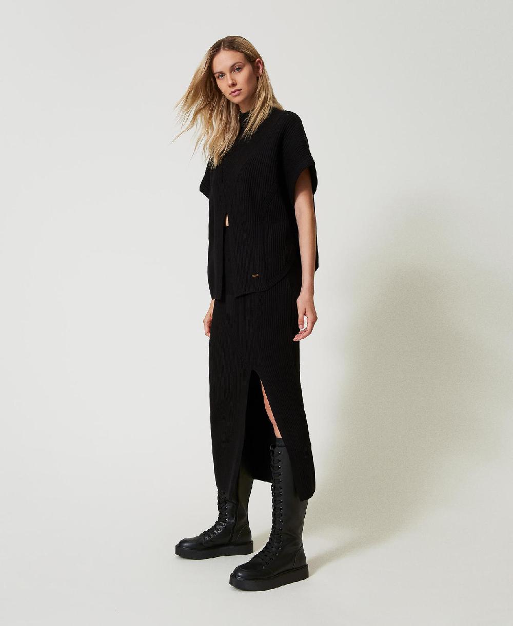 Scee by twin set Gonna longuette in maglia a costine In Linea