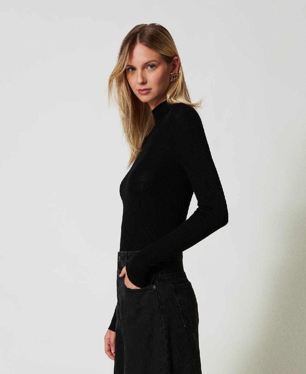 Scee by twin set Maglia lupetto seamless in lana Qualità